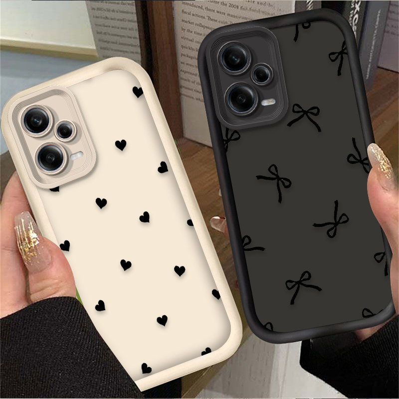 Xiaomi Redmi Note 13 - Black Love Heart Bowknot Phone Case