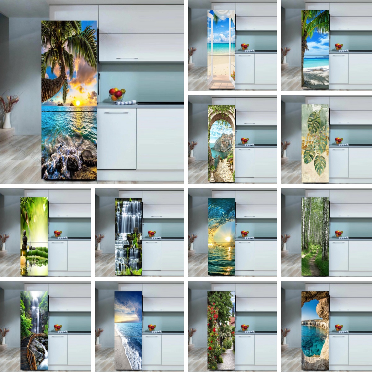 Seaside Beach Fridge Sticker D - đánh giá và giá Full Cover Adhesive
