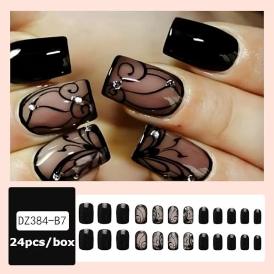 Short Square Press On Nails Nu - đánh giá và giá Full Cover Adhesive