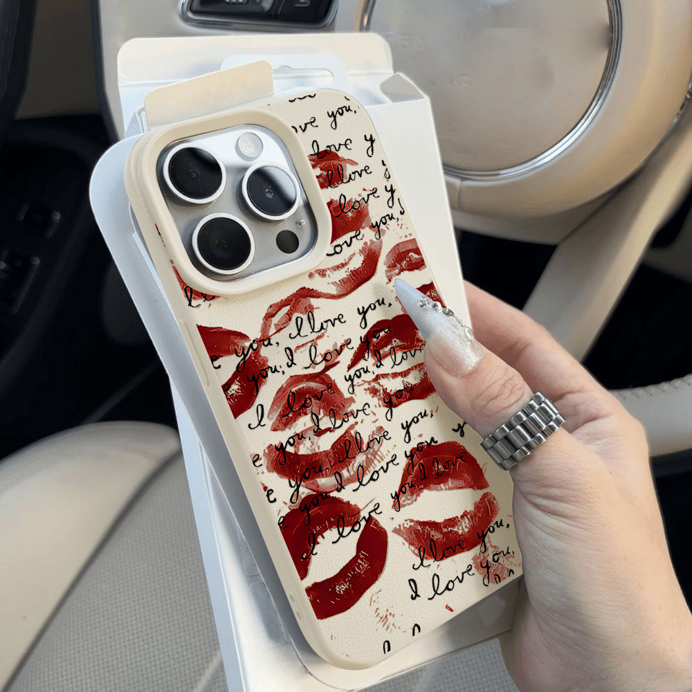 Bright Red Lips Leather Phone  - đánh giá và giá Apple Iphone 15