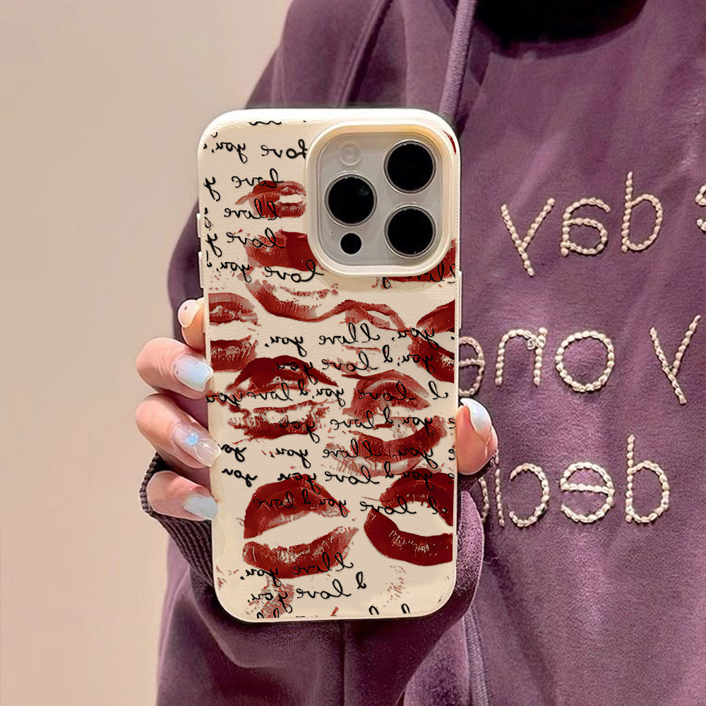 Bright Red Lips Leather Phone  - đánh giá và giá Apple Iphone 15