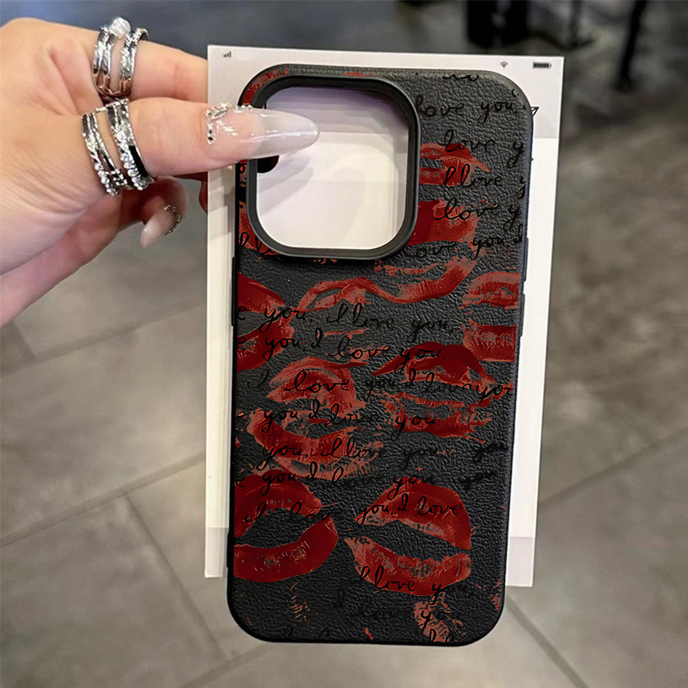 Bright Red Lips Leather Phone  - đánh giá và giá Apple Iphone 15