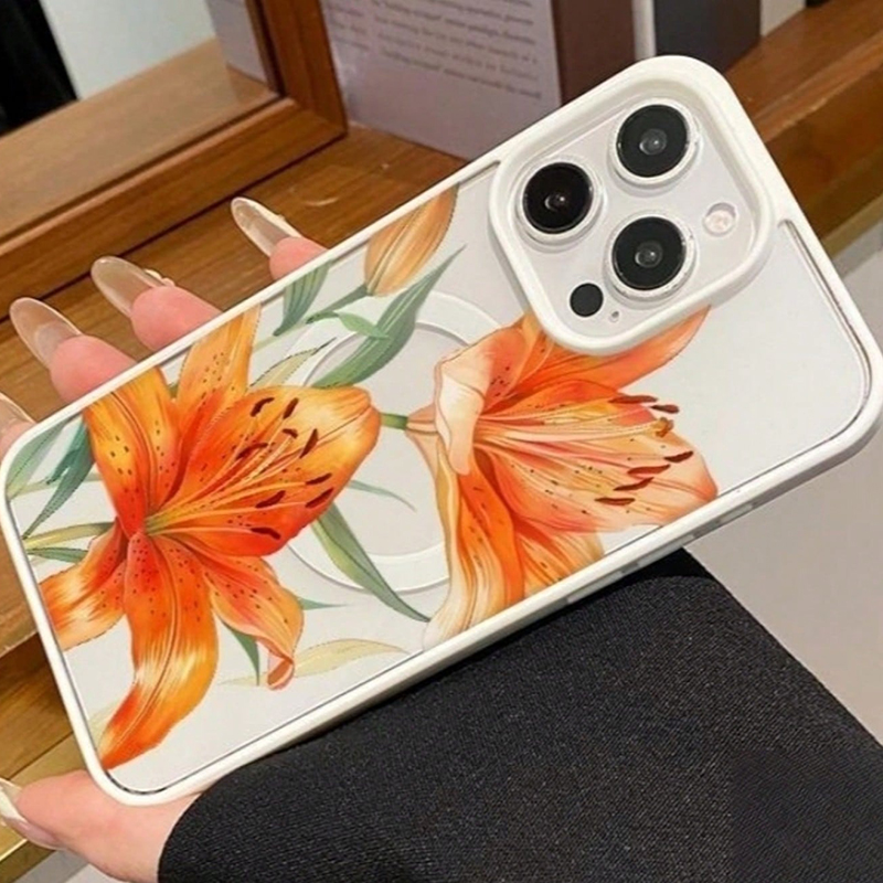 Orange Lily-Patterned Magnetic - đánh giá và giá Apple Iphone 15 Pro Max