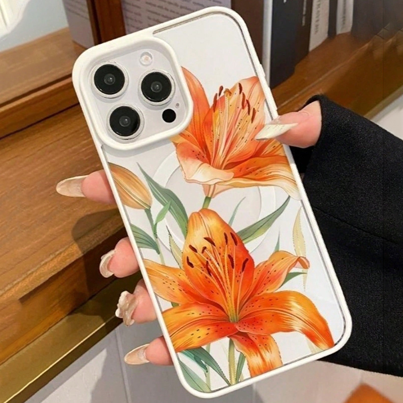 Orange Lily-Patterned Magnetic - đánh giá và giá Apple Iphone 15 Pro Max